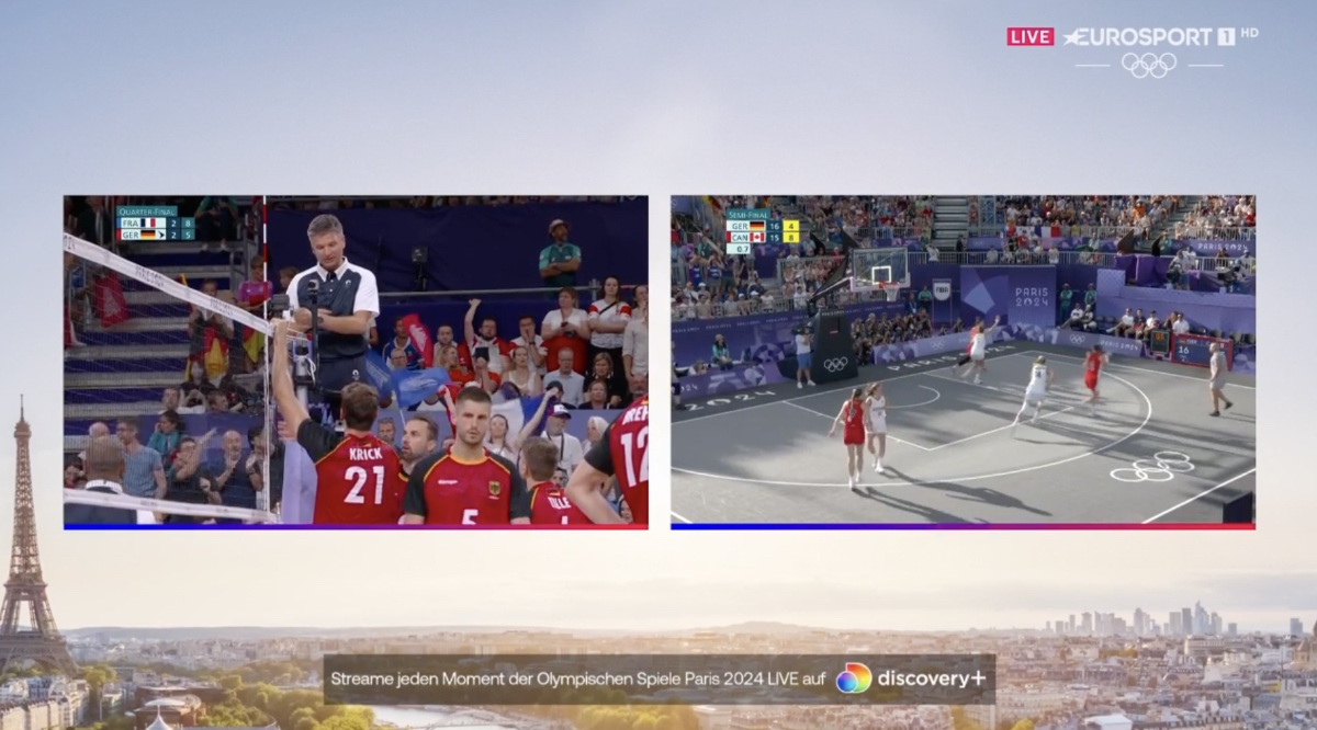 Olympia-Splitscreen bei Eurosport