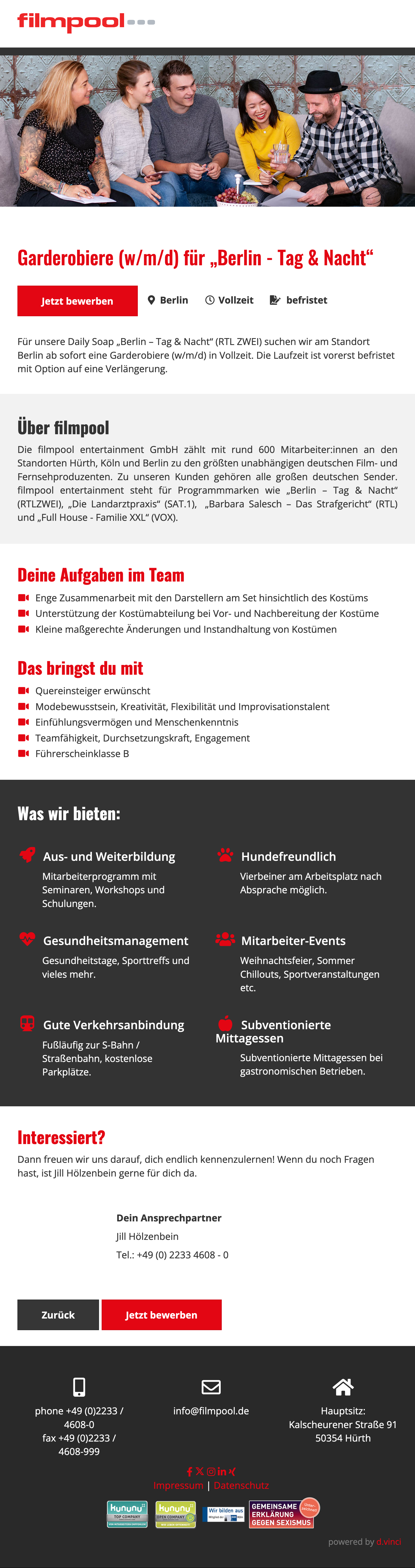 Garderobiere (w/m/d) für „Berlin - Tag & Nacht“