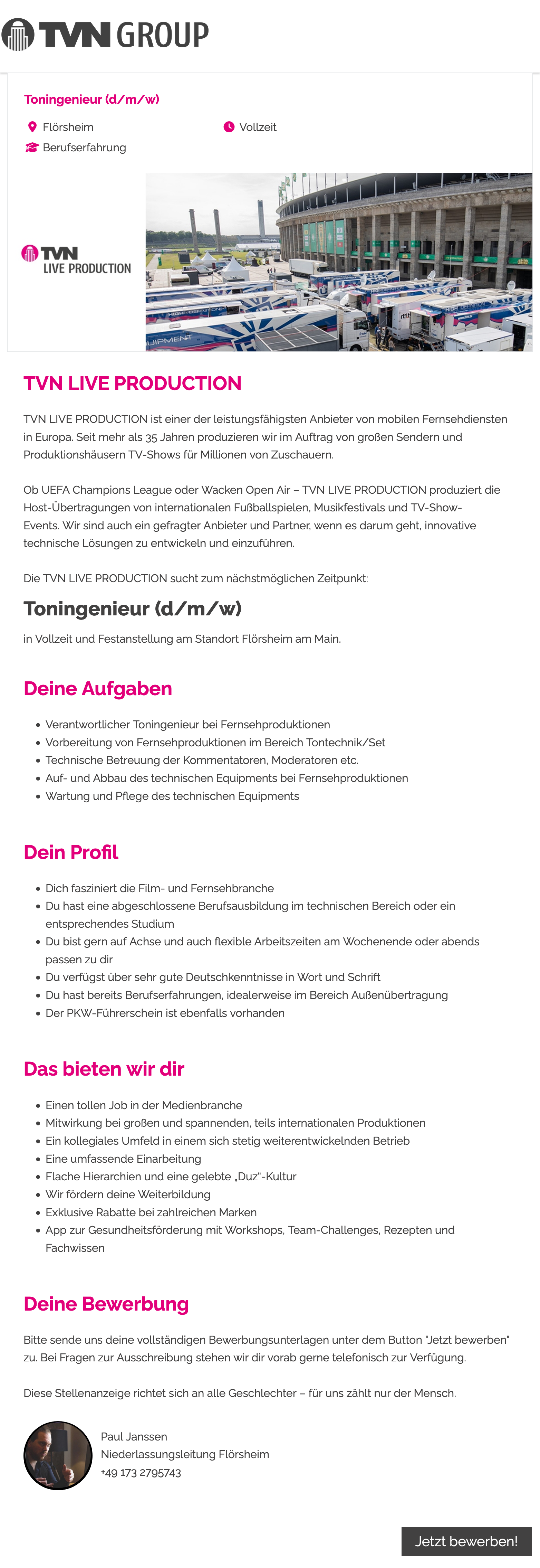 Toningenieur (d/m/w)