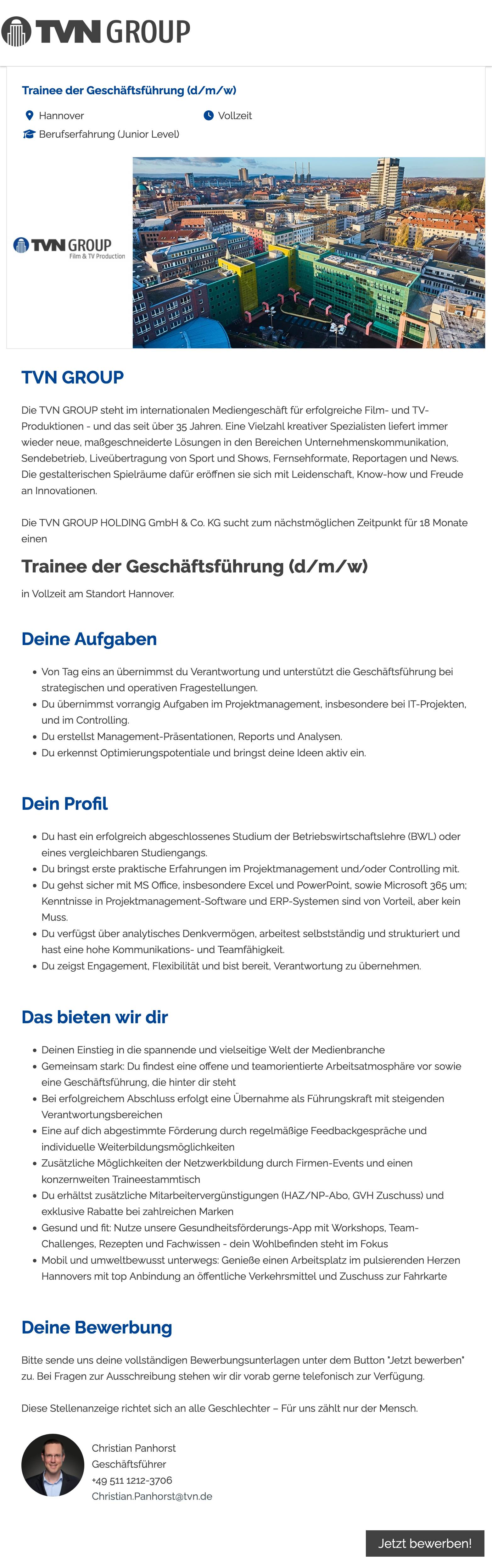 Trainee der Geschäftsführung (d/m/w)