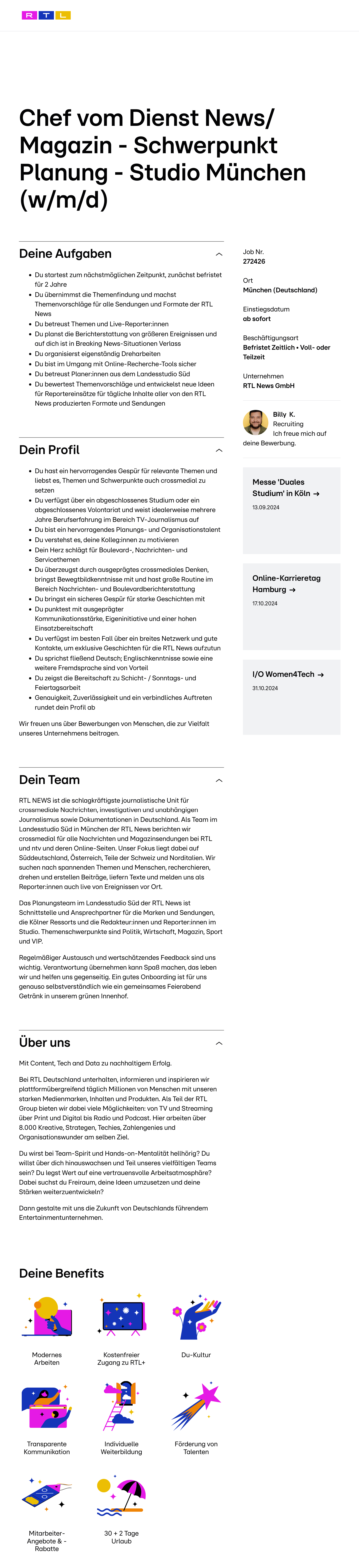 Chef vom Dienst News/Magazin - Schwerpunkt Planung (w/m/d)