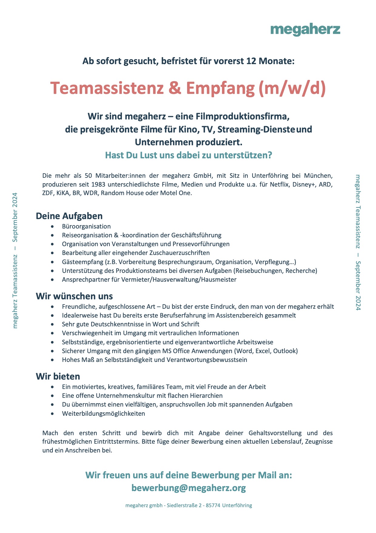 Teamassistenz & Empfang (m/w/d)