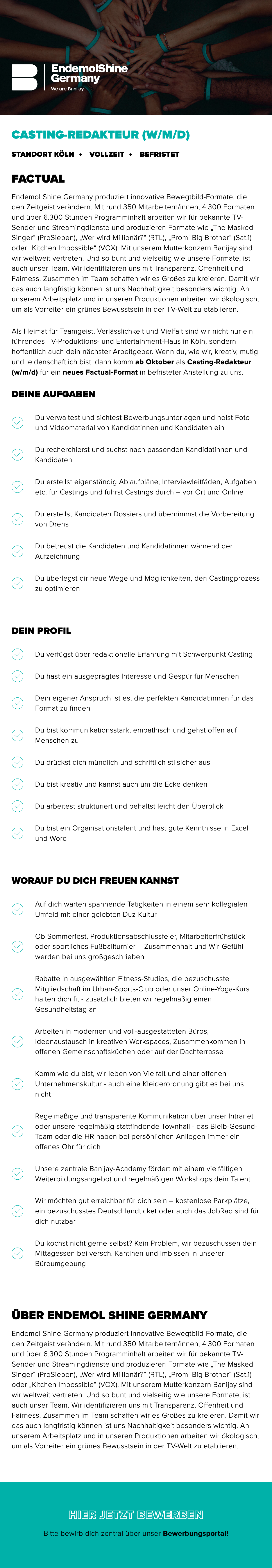 Casting-Redakteur (w/m/d) für Factual-Format