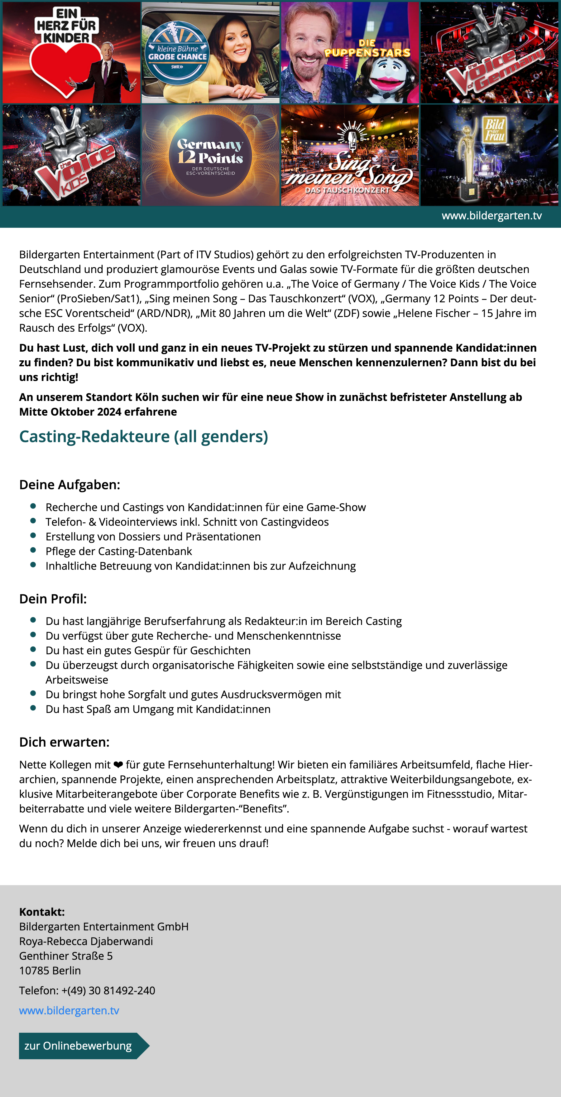 Casting-Redakteure (all genders) 