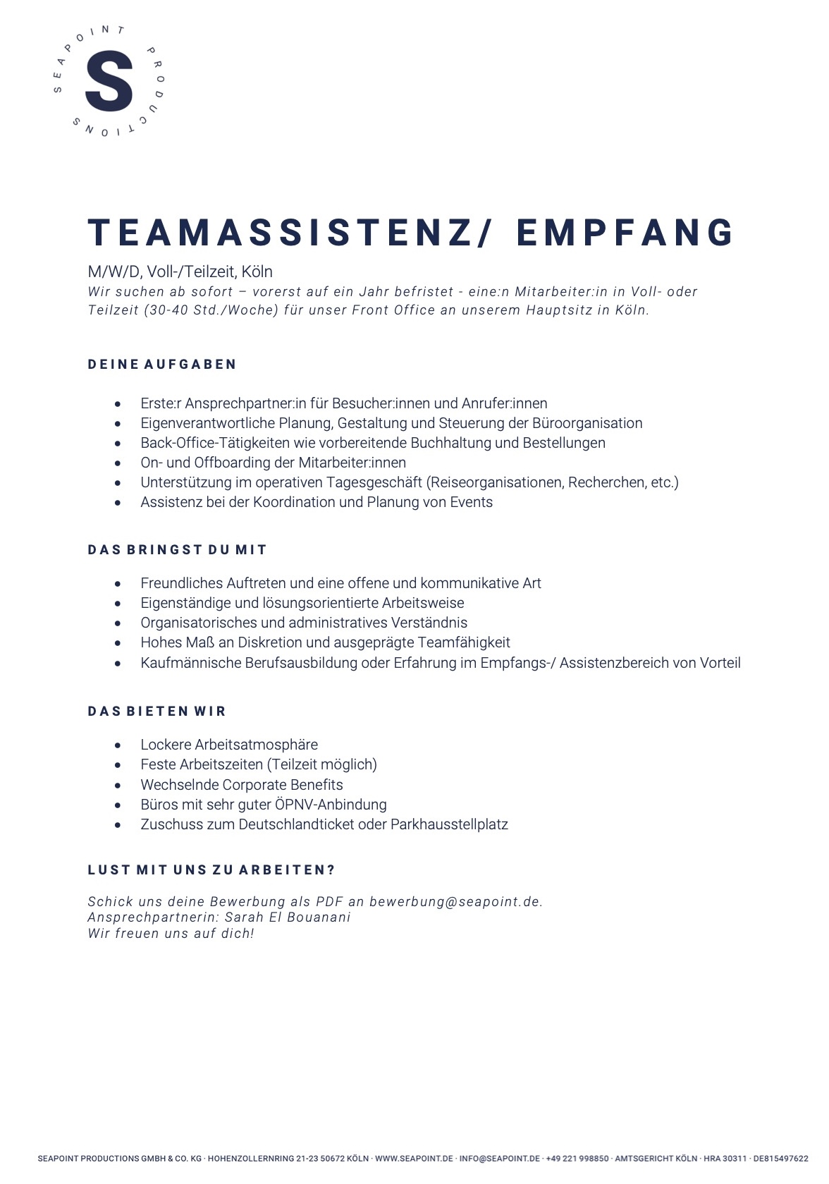 Teamassistenz / Empfang (m/w/d)