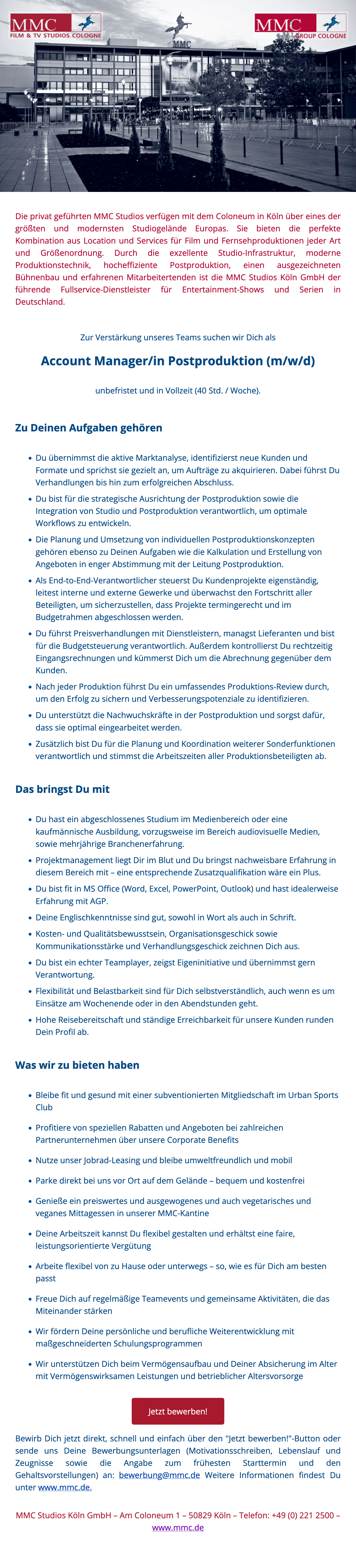 Account Manager/in Postproduktion (m/w/d)