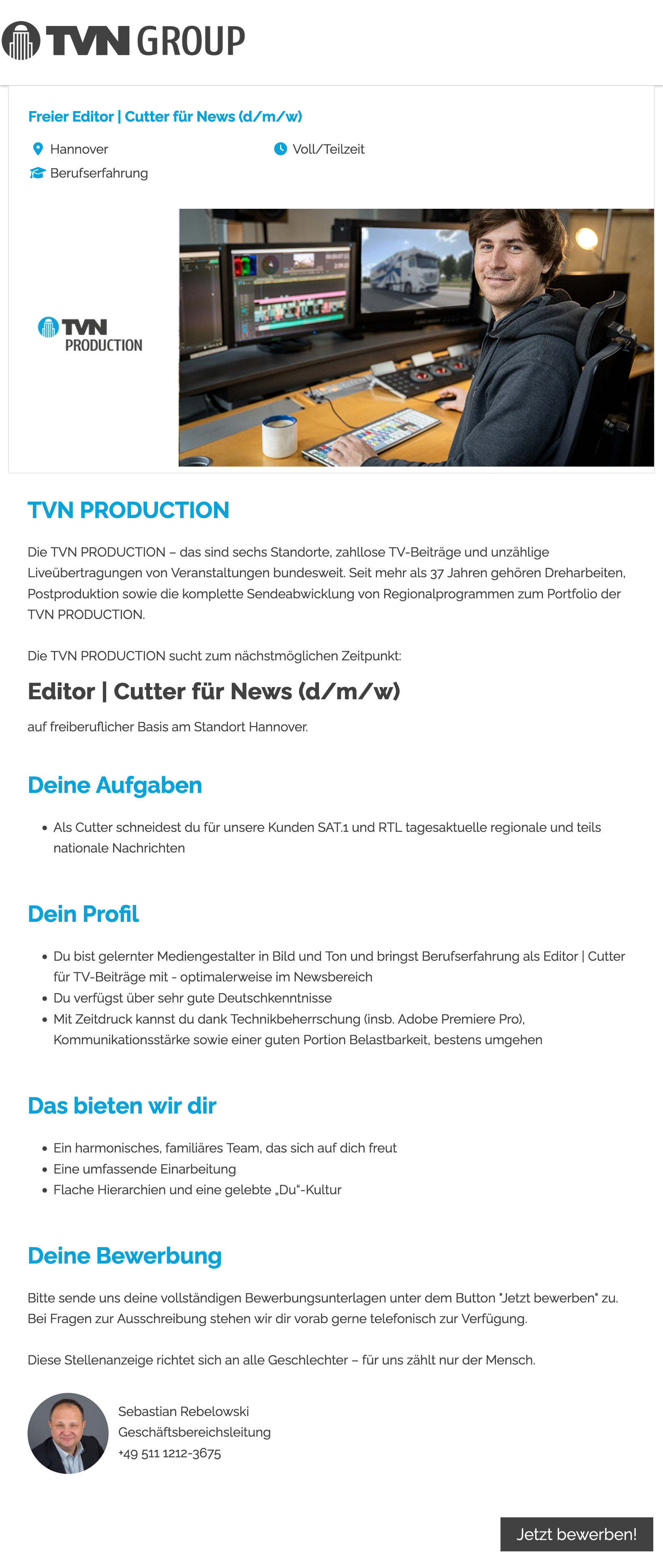 Editor / Cutter für News (d/m/w)