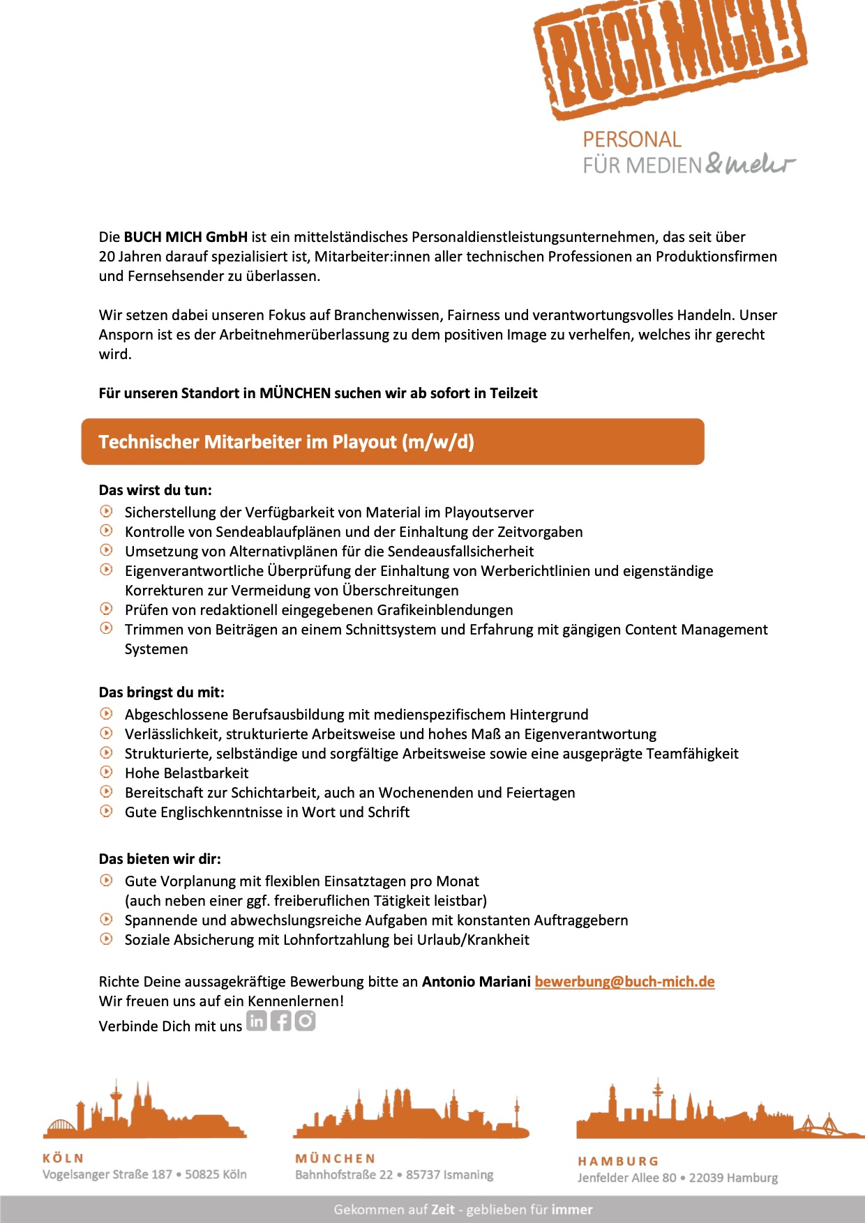 Technischer Mitarbeiter im Playout (m/w/d)