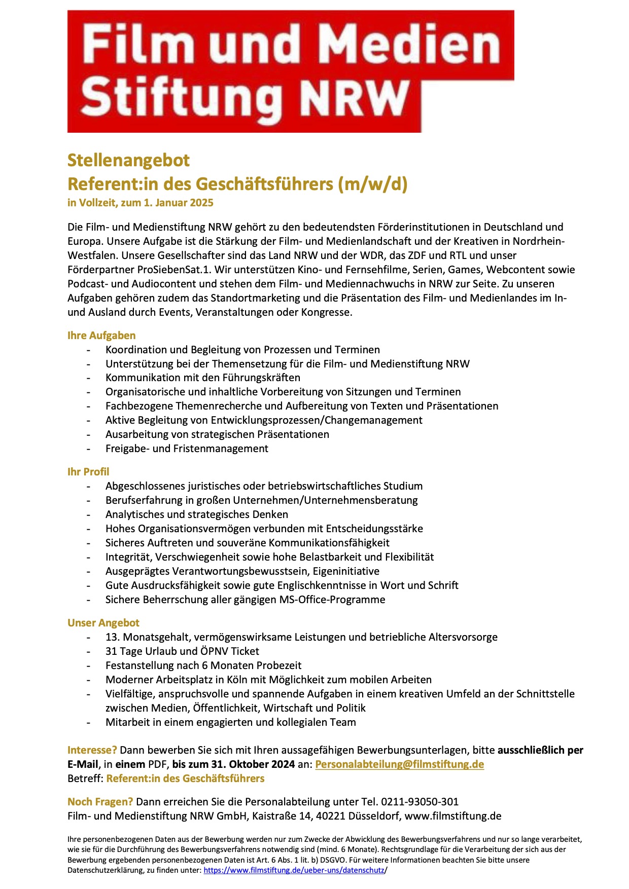 Referent:in des Geschäftsführers (m/w/d)