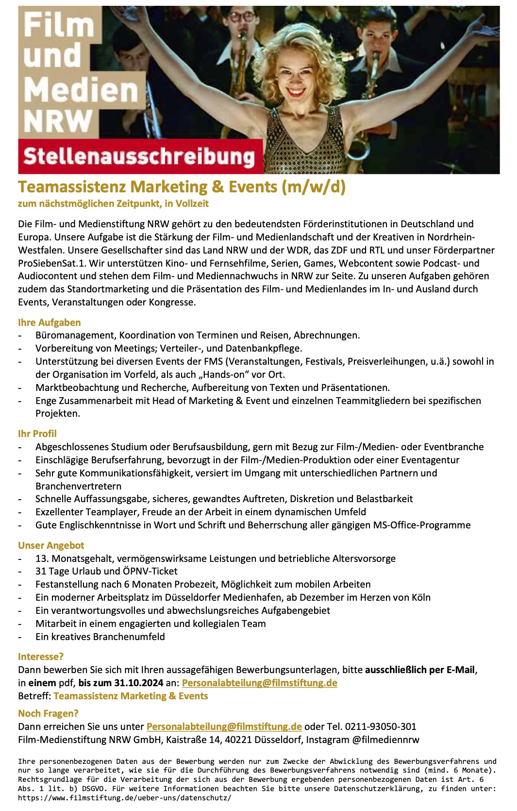 Teamassistenz Marketing & Events (m/w/d)