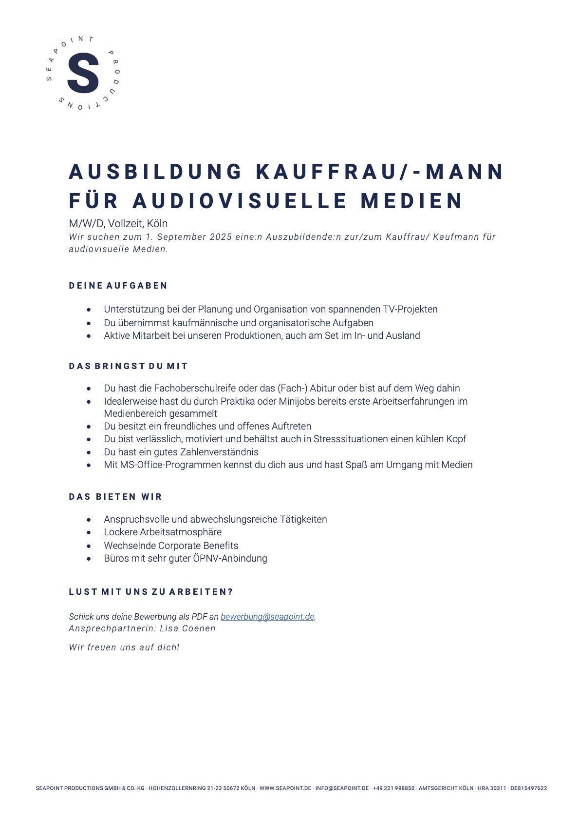 Ausbildung: Kauffrau/-mann für audiovisuelle Medien