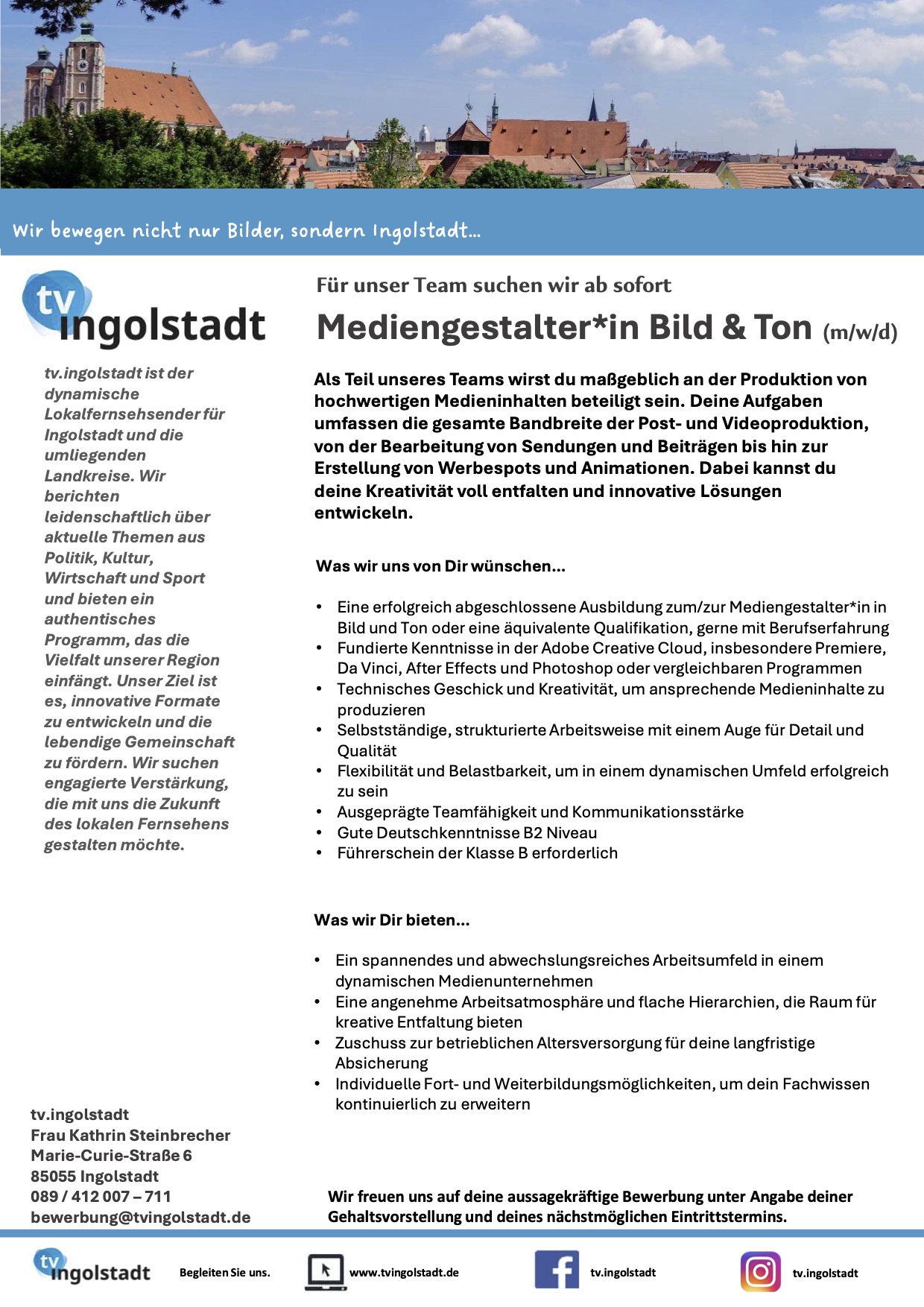 Mediengestalter*in Bild und Ton (m/w/d)