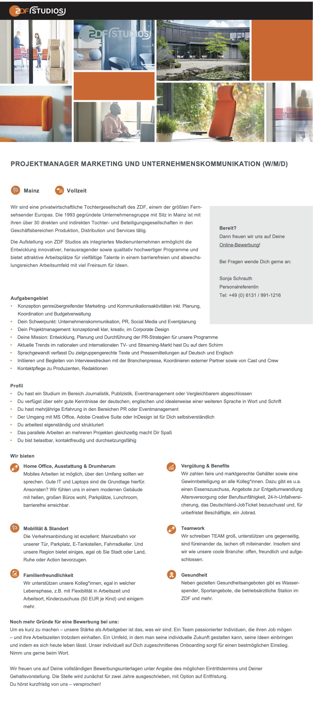 Projektmanager Marketing und Unternehmens-Kommunikation (w/m/d)