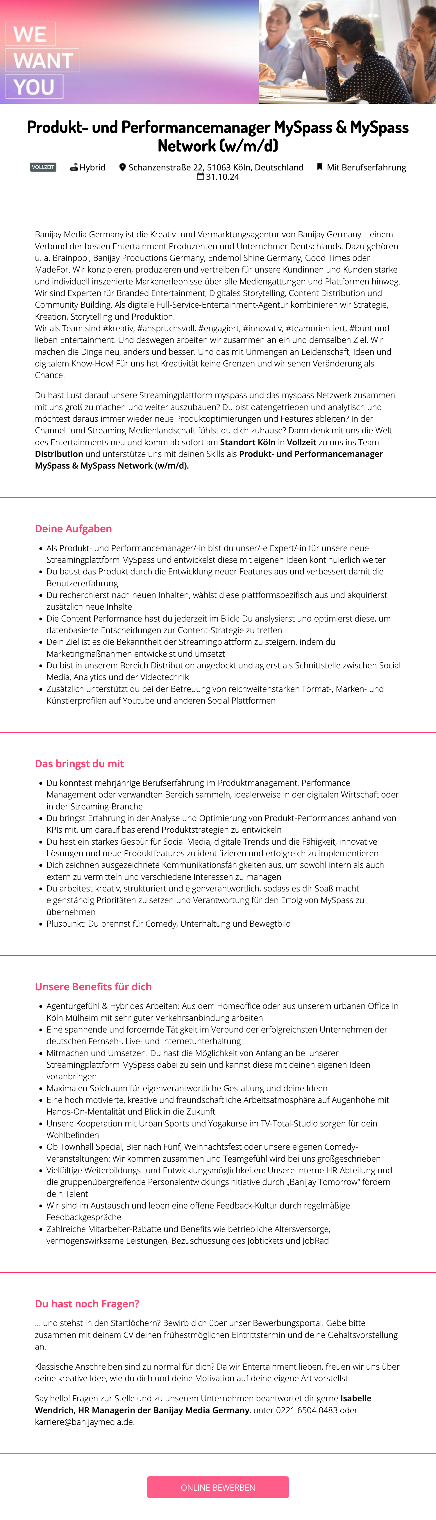 Produkt- und Performancemanager MySpass & MySpass Network (w/m/d)