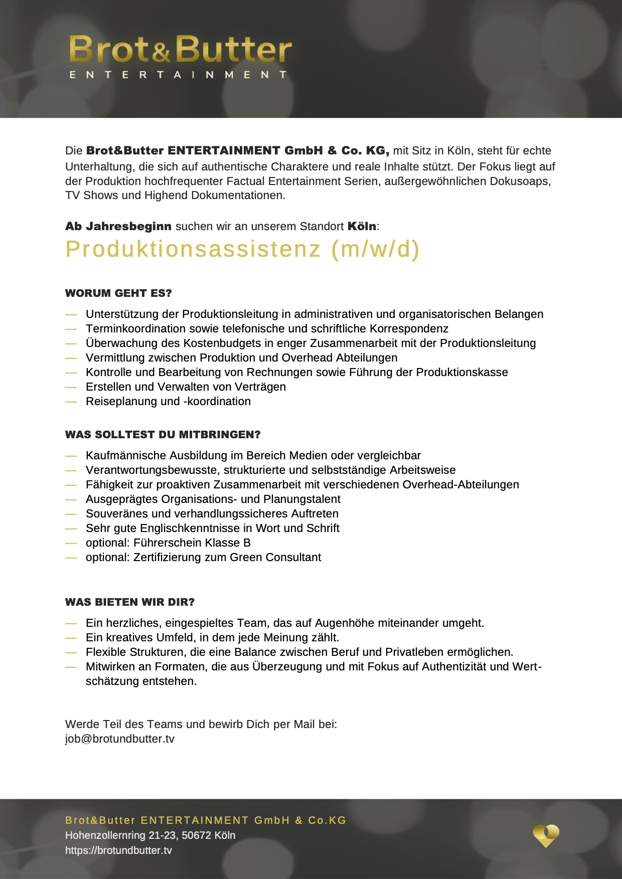 Produktionsassistenz (m/w/d)