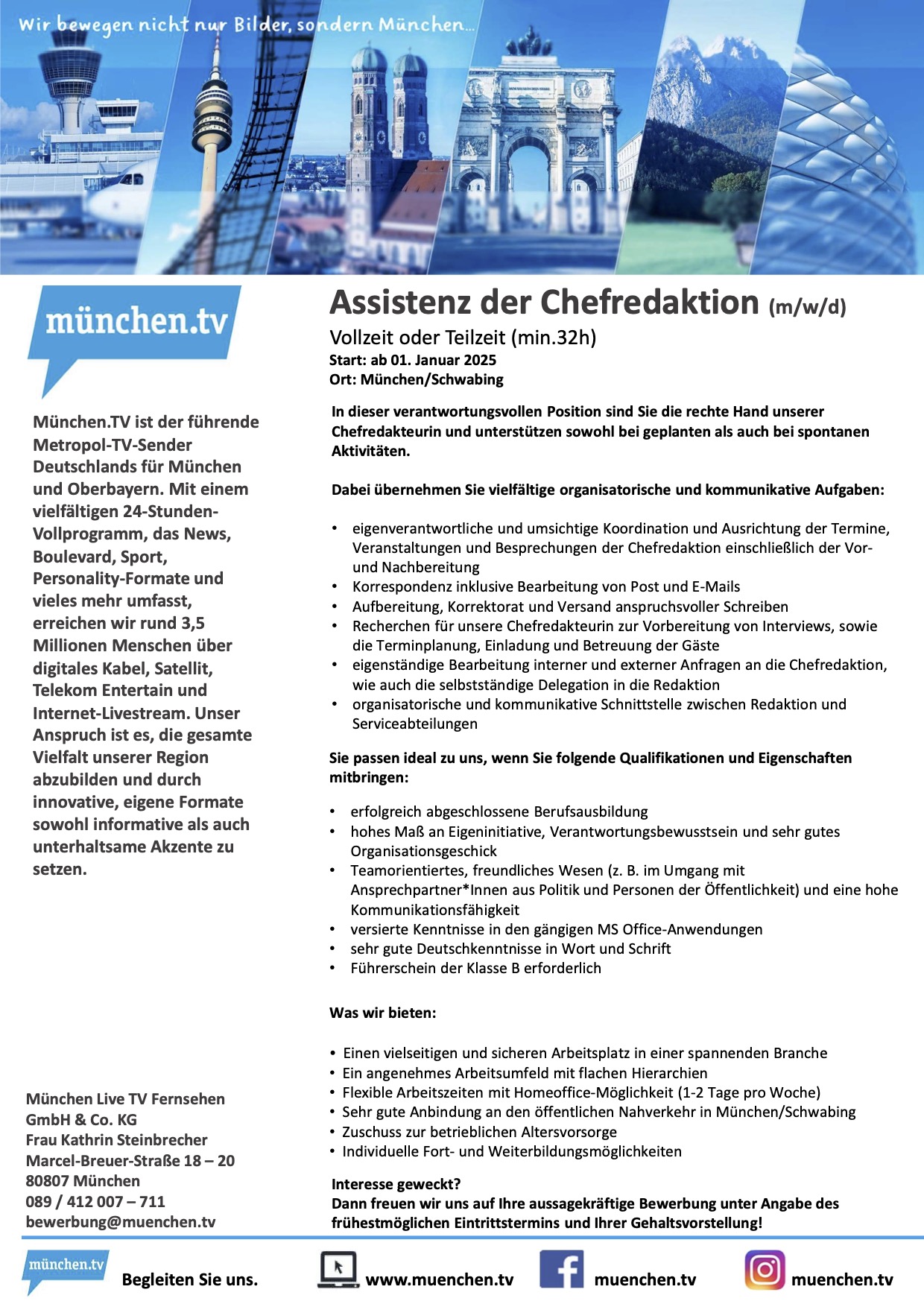 Assistenz der Chefredaktion (m/w/d)