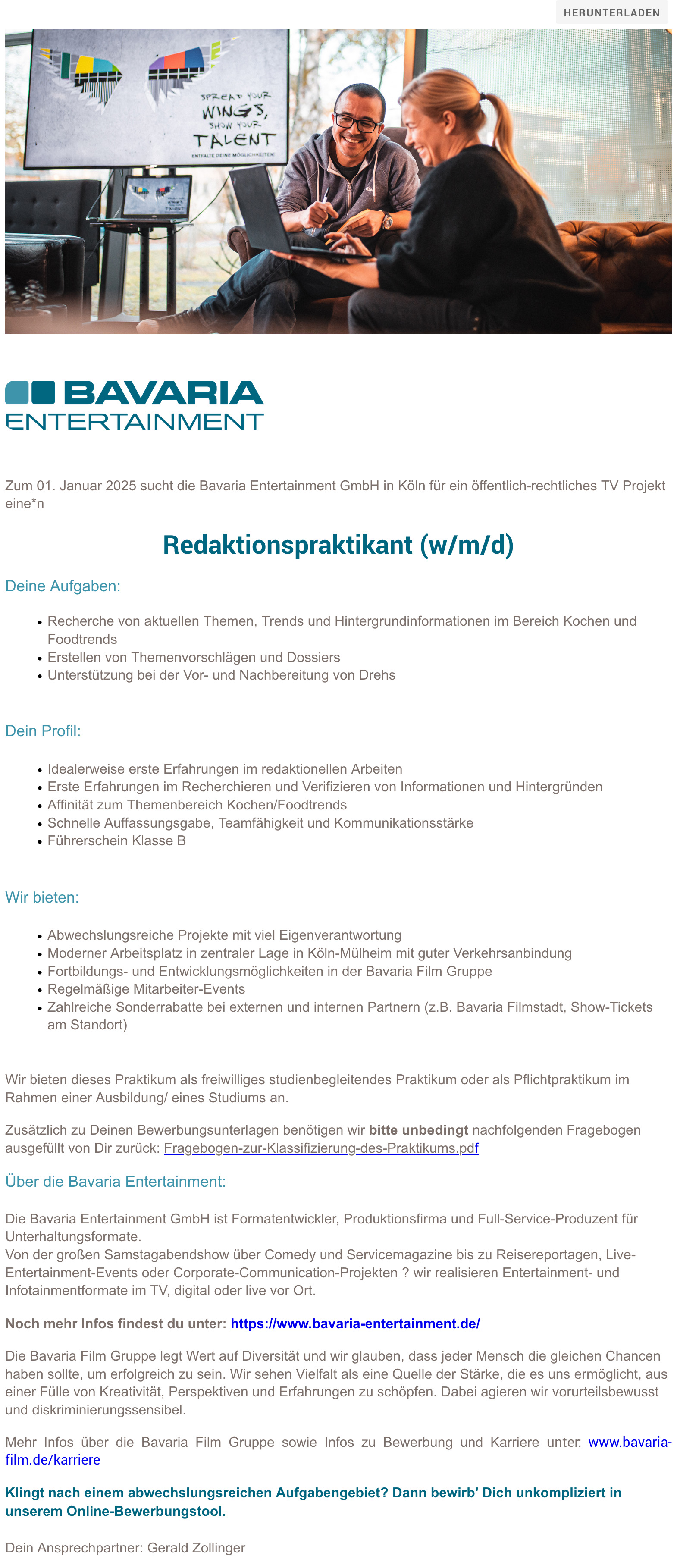 Redaktionspraktikant (w/m/d)