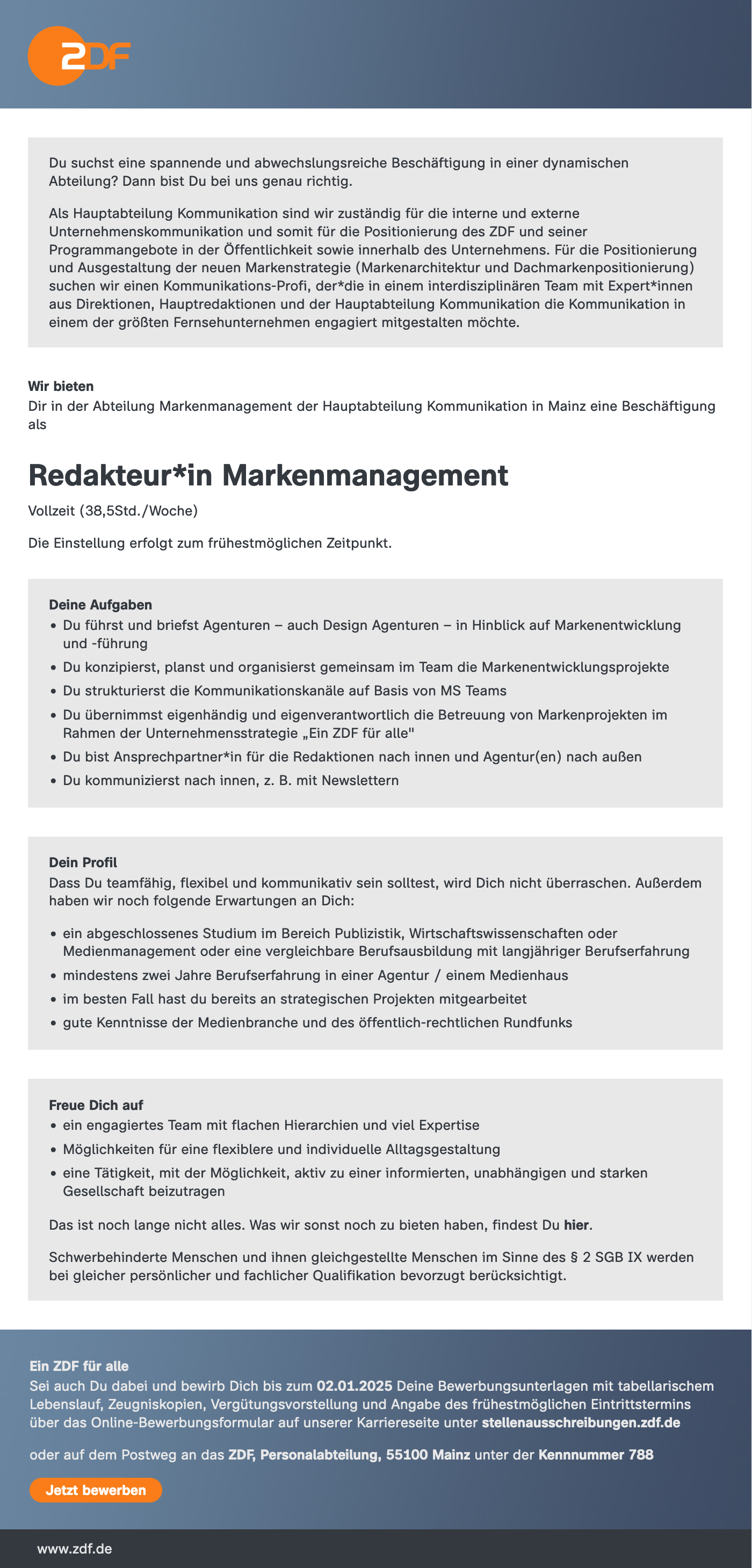 Redakteur*in Markenmanagement