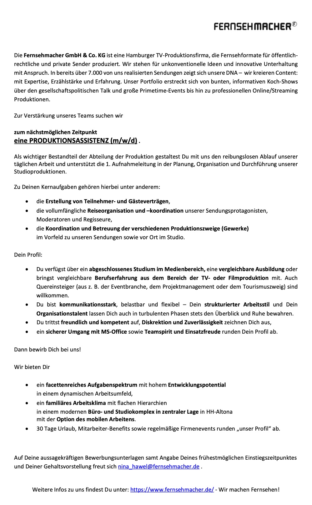 Produktionsassistenz (m/w/d)