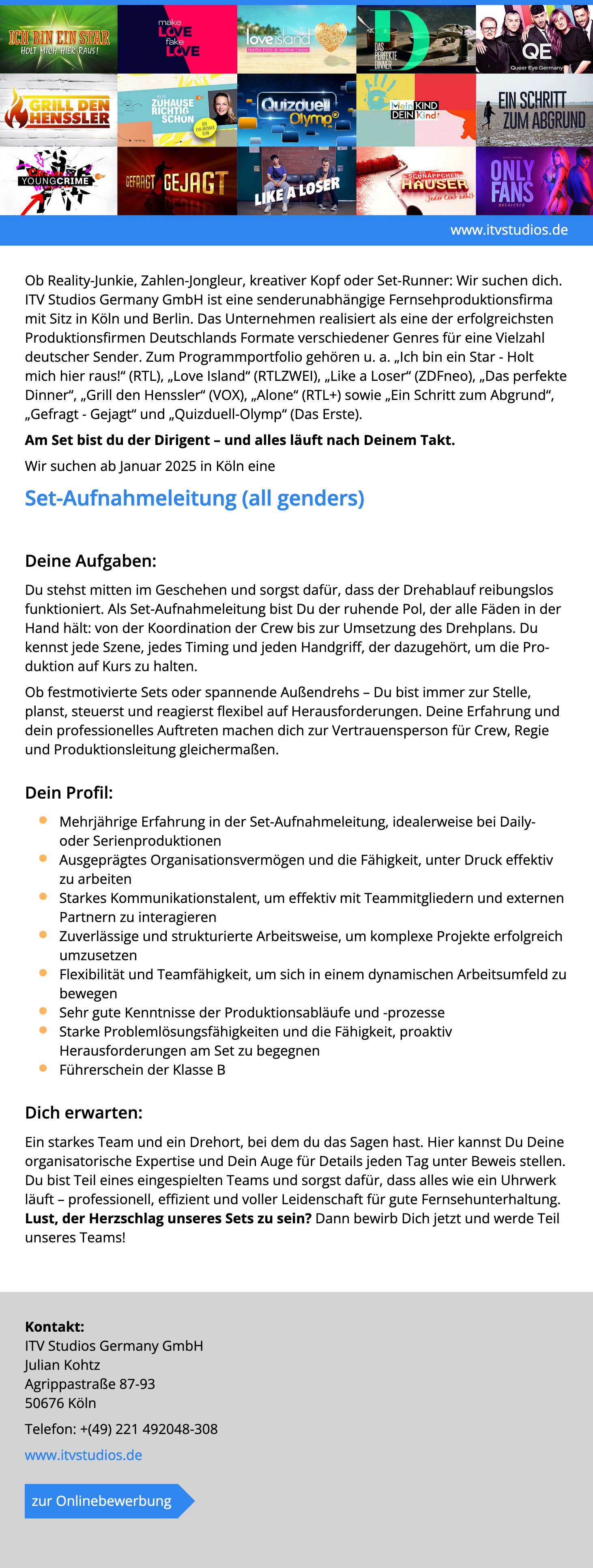 Set-Aufnahmeleitung (all genders) 