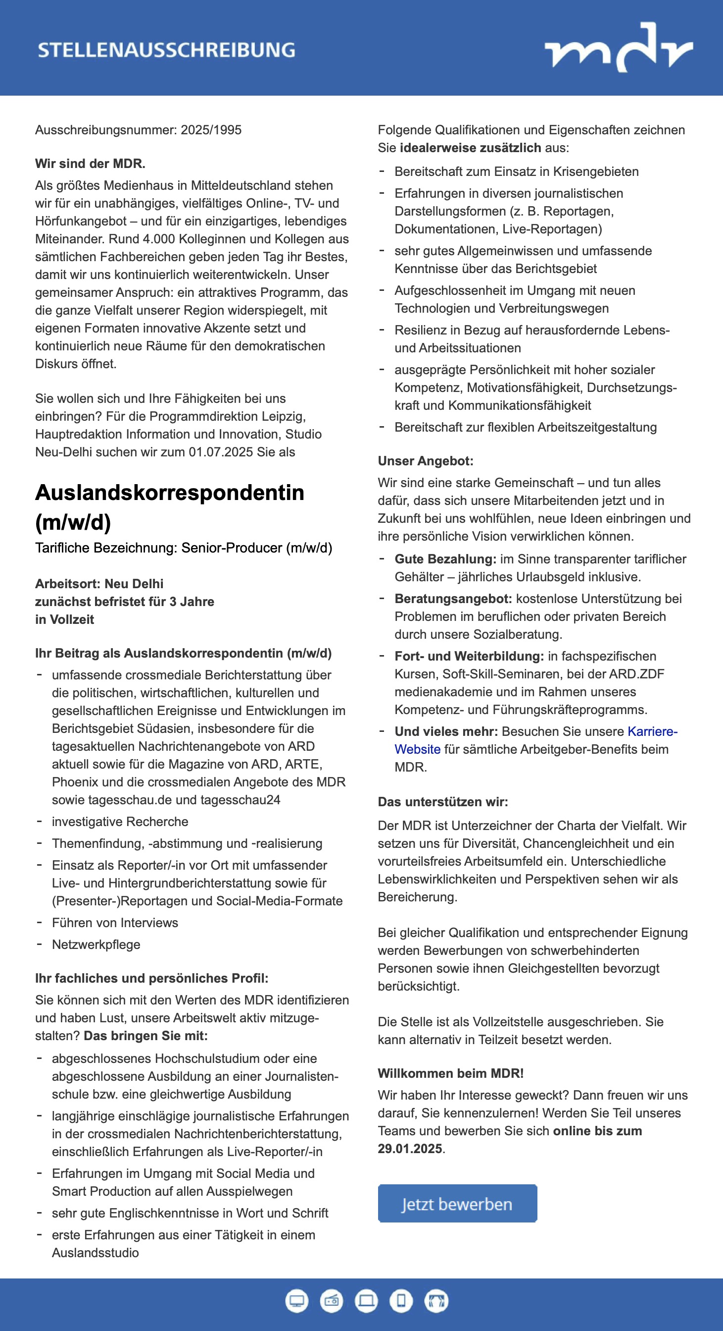 Auslandskorrespondentin (m/w/d)