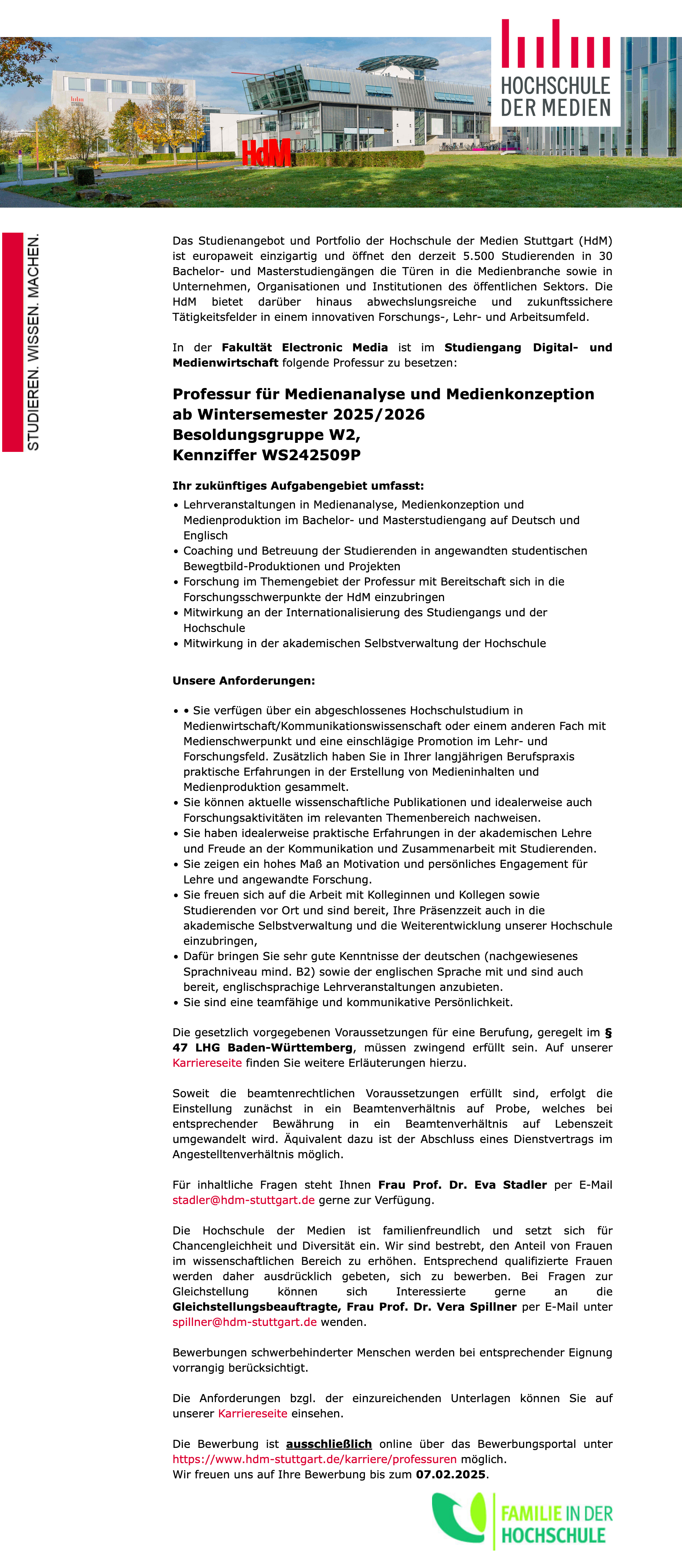 Professur für Medienanalyse und Medienkonzeption 