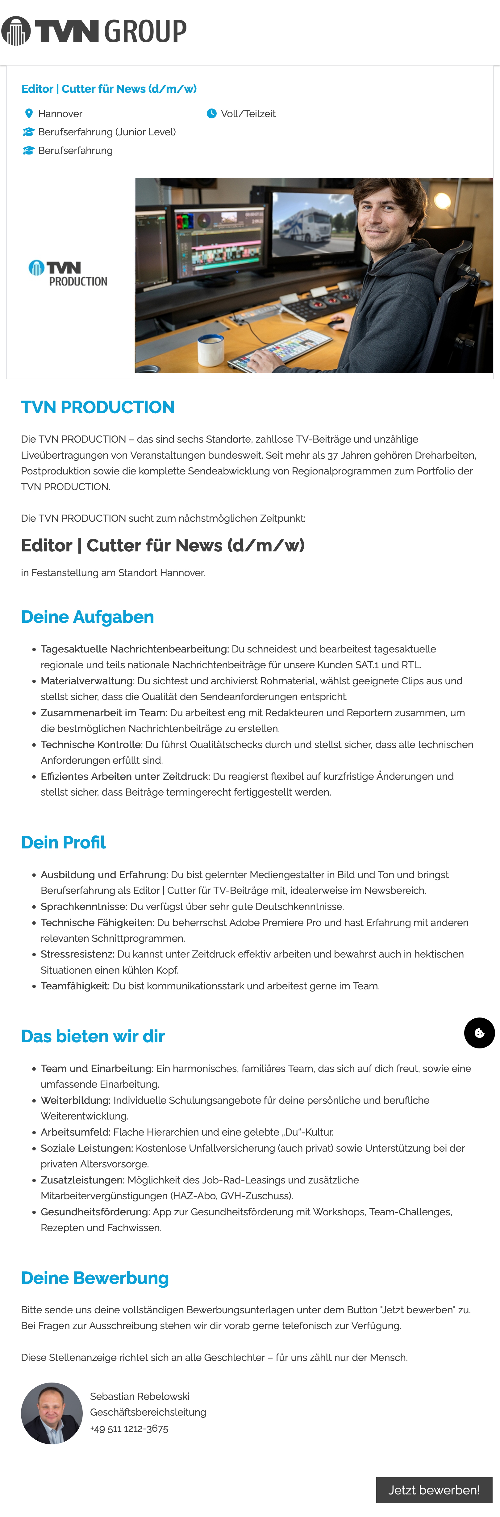 Editor / Cutter für News (d/m/w)