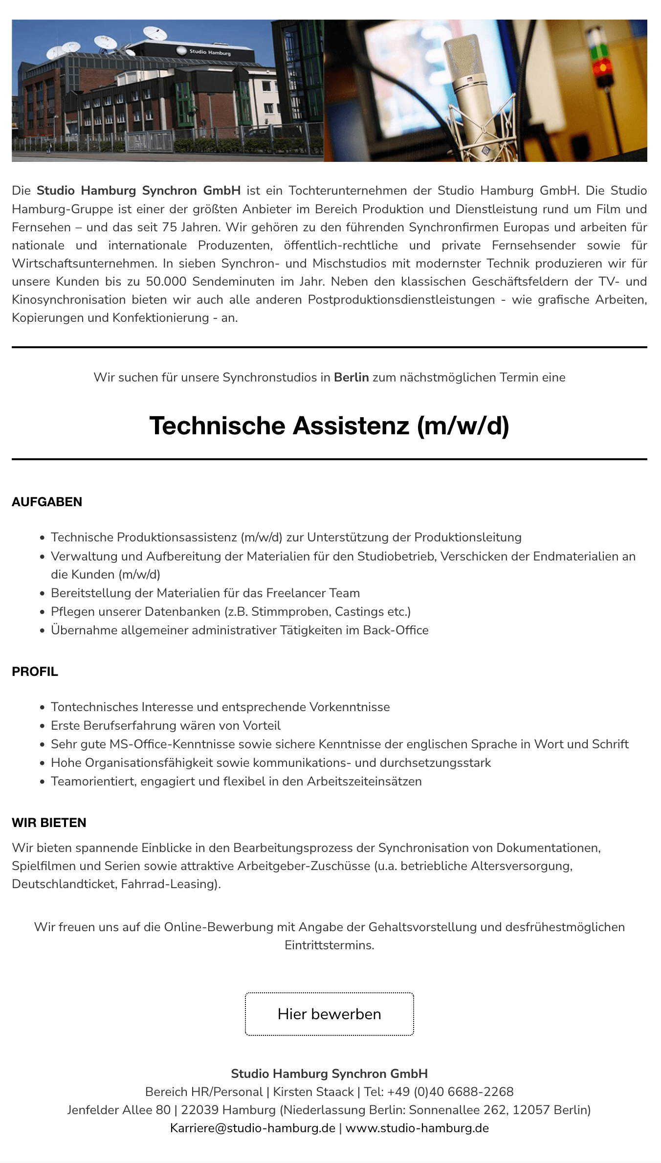 Technische Assistenz (m/w/d)