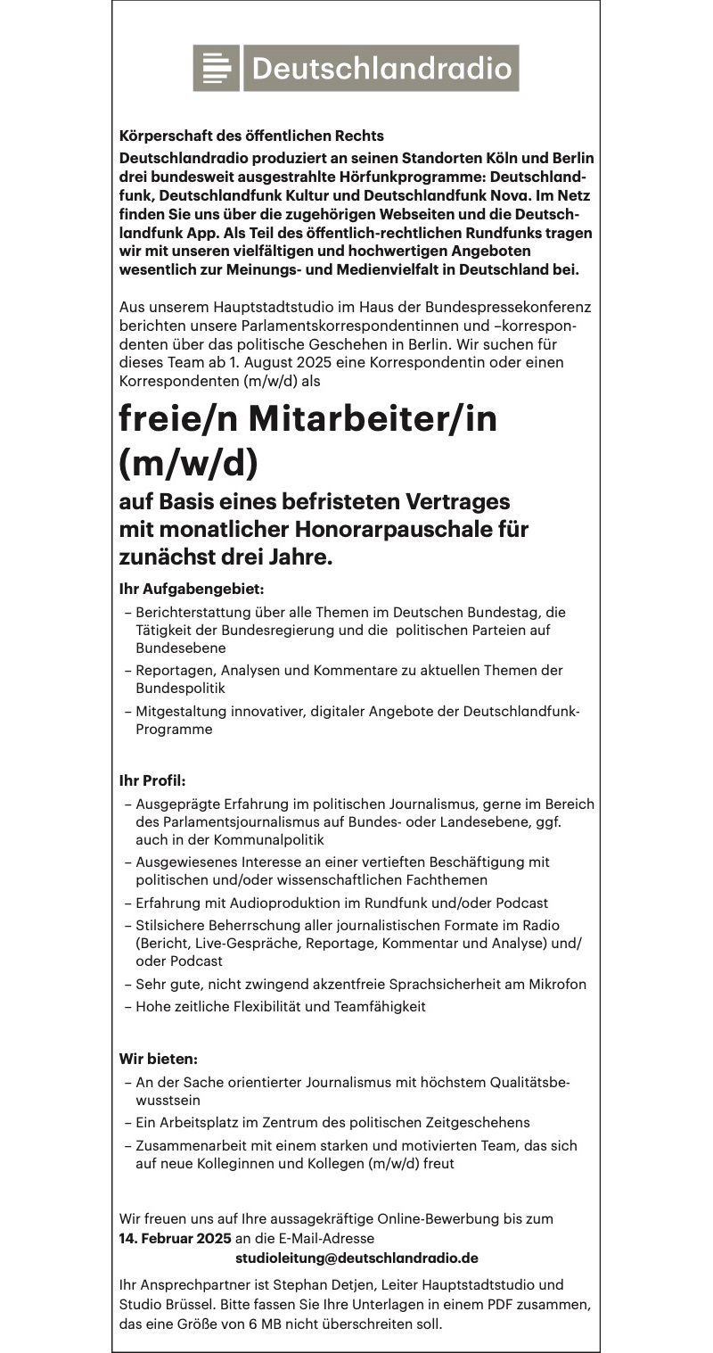 Freie/r Mitarbeiter/in (m/w/d)