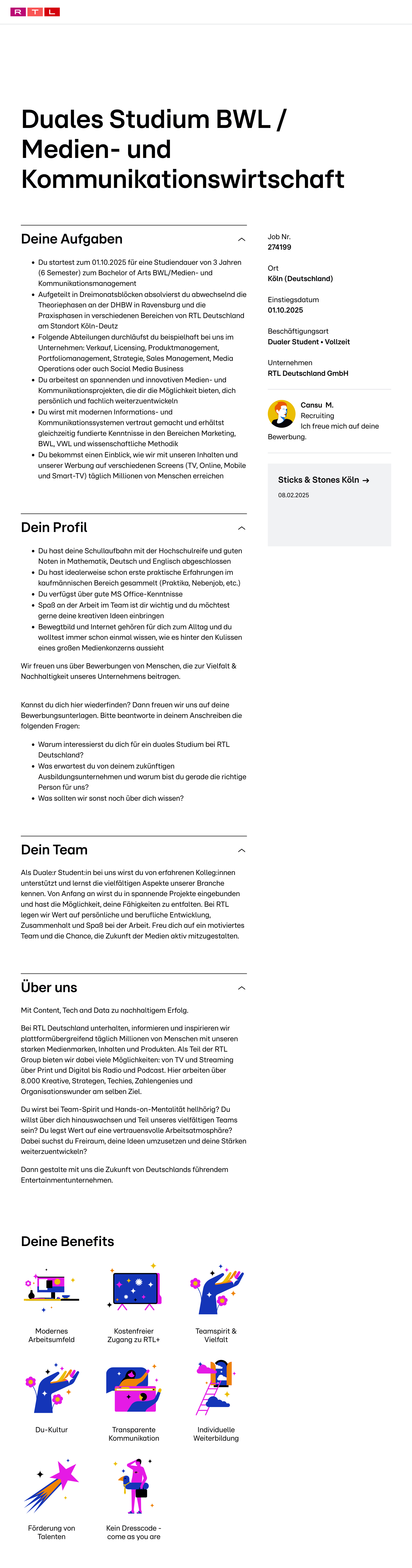 Duales Studium BWL / Medien- und Kommunikationswirtschaft