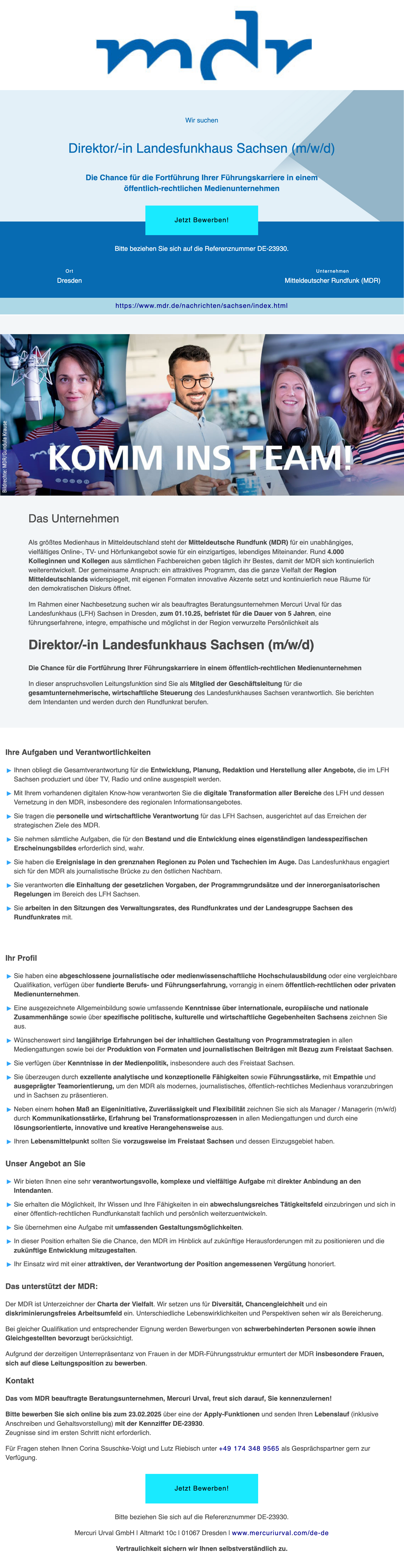 Direktor/-in Landesfunkhaus Sachsen (m/w/d)