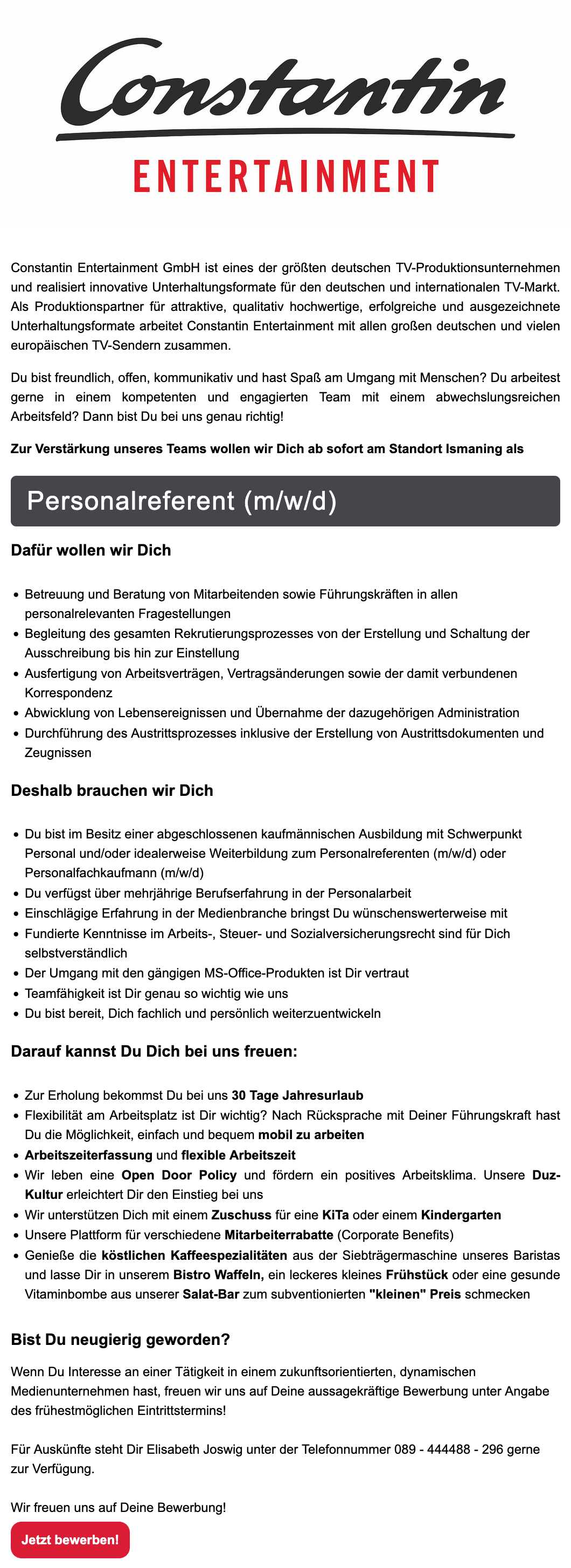 Personalreferent (m/w/d)