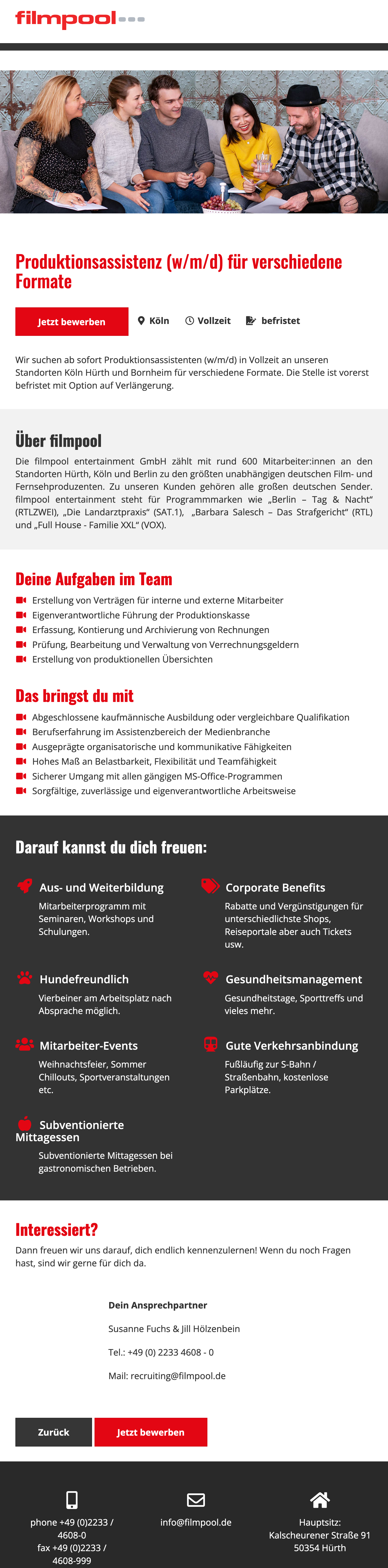 Produktionsassistenz (w/m/d) für verschiedene Formate