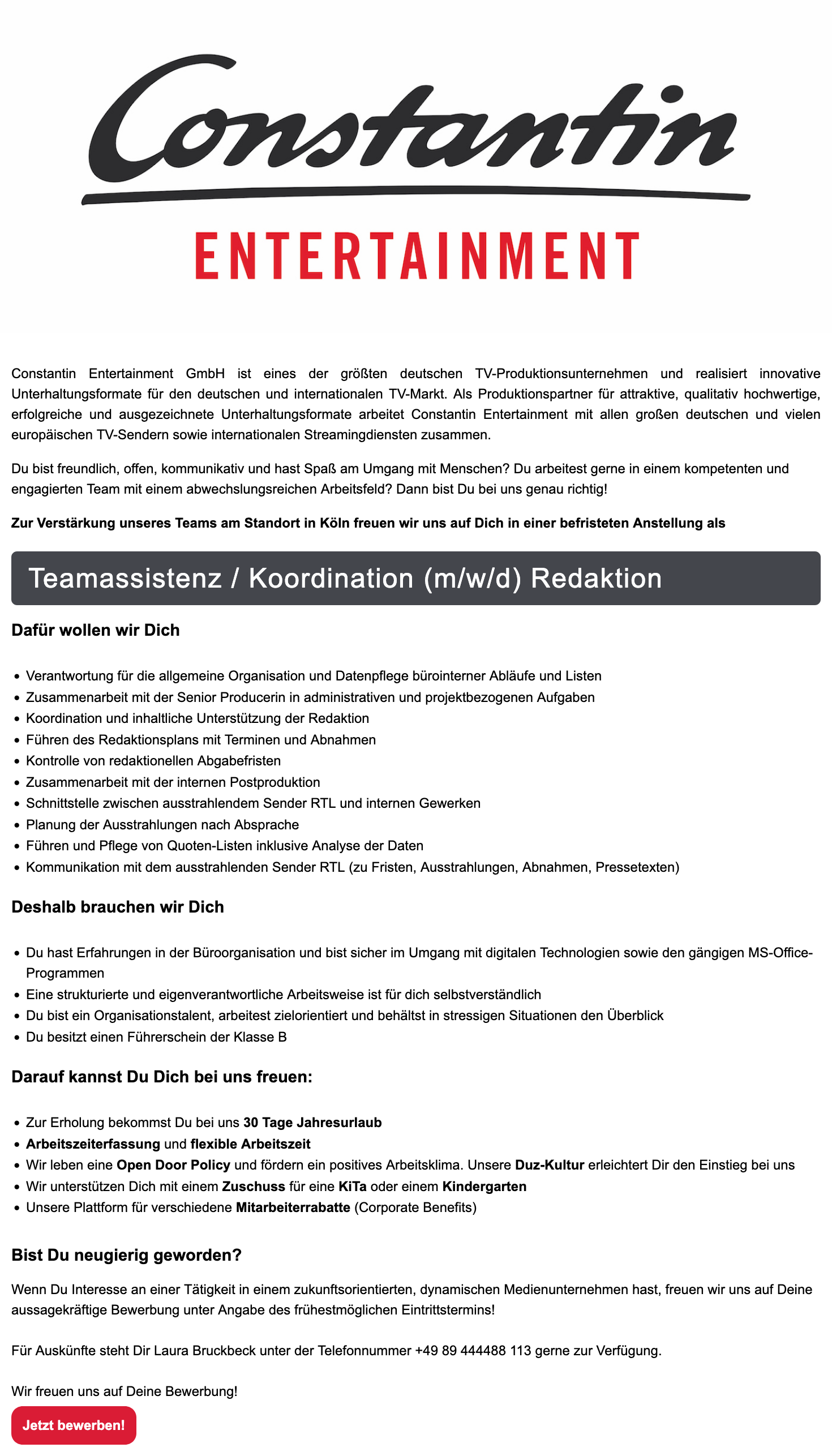 Teamassistenz / Koordination (m/w/d) Redaktion