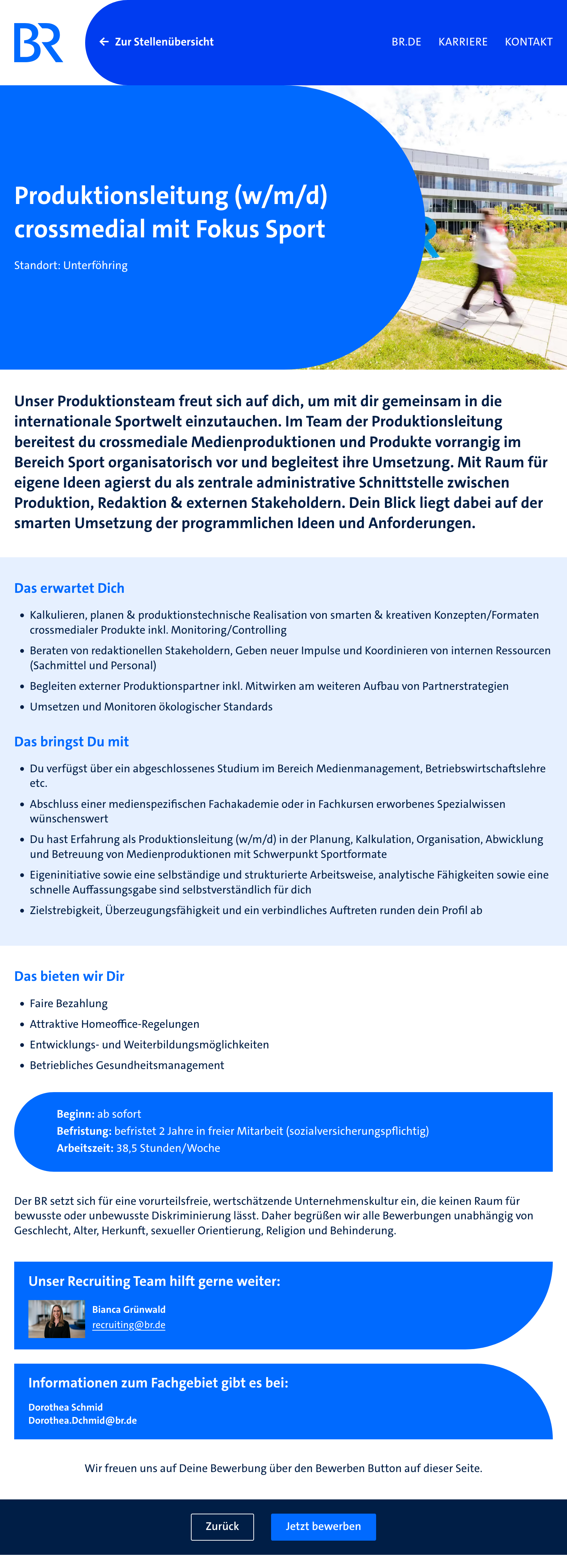 Produktionsleitung (w/m/d) crossmedial mit Fokus Sport