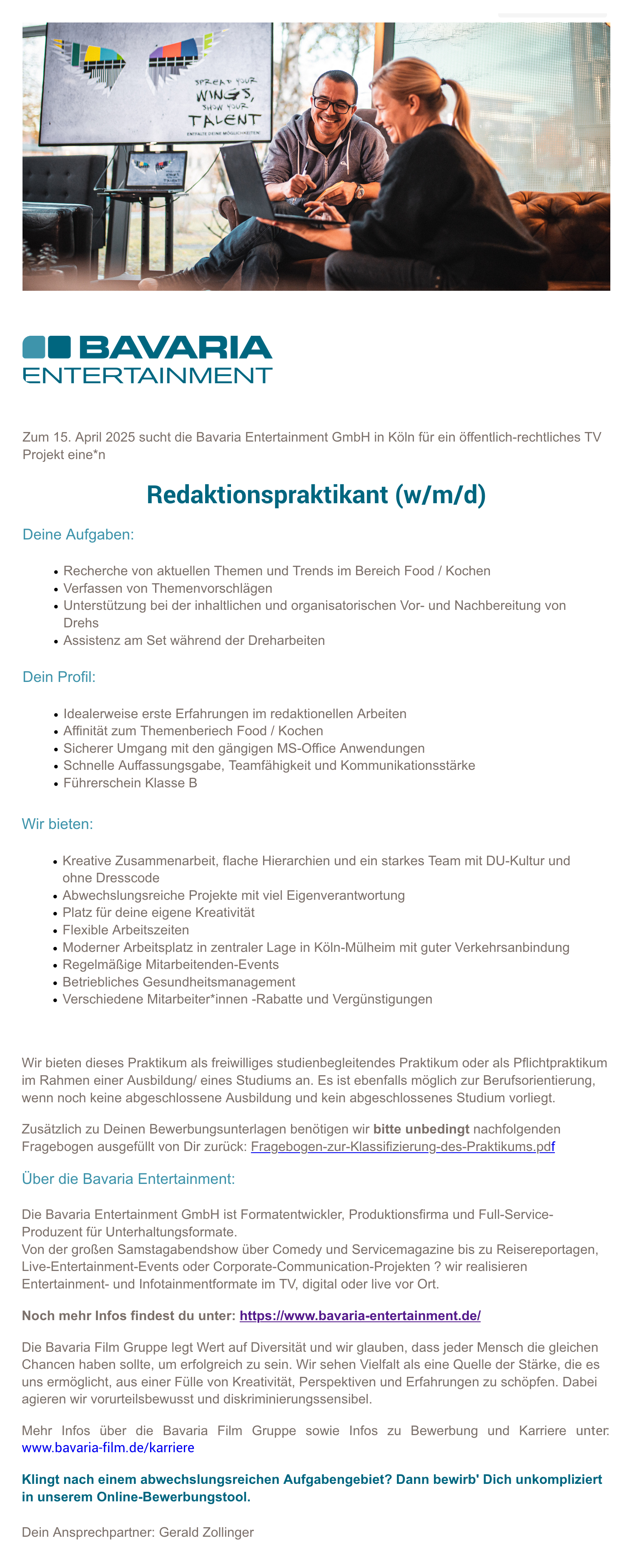 Redaktionspraktikant (w/m/d)