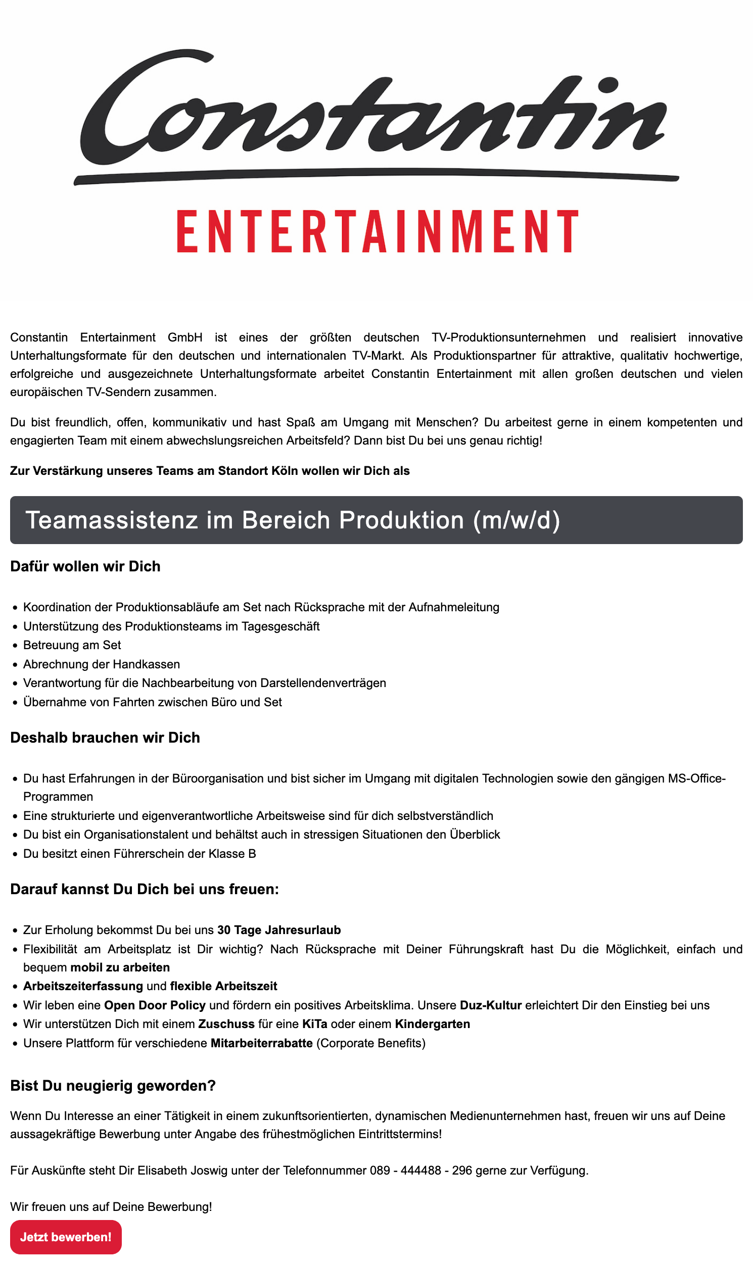 Teamassistenz im Bereich Produktion (m/w/d)