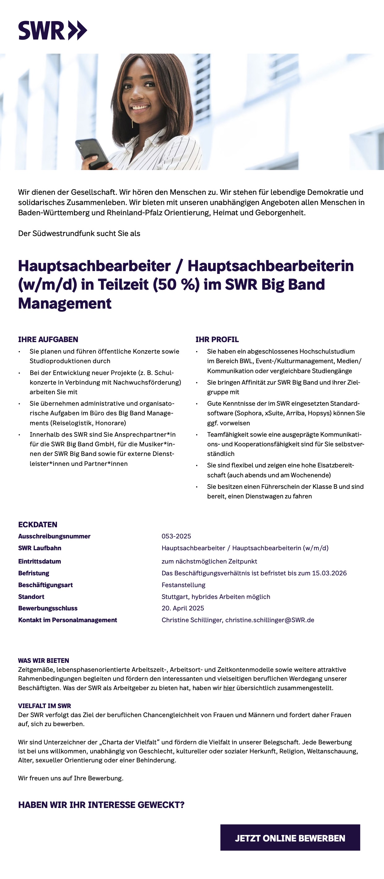 Hauptsachbearbeiter / Hauptsachbearbeiterin (w/m/d) in Teilzeit (50 %)