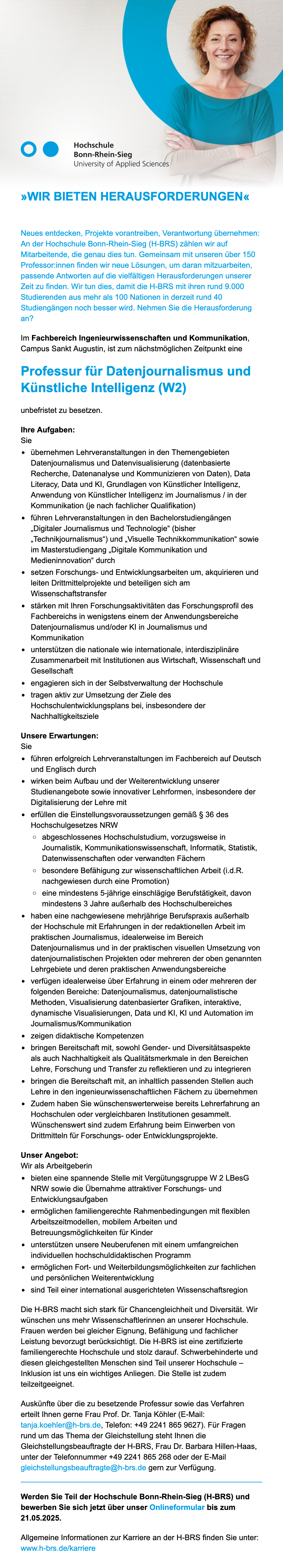 Professur für Datenjournalismus und Künstliche Intelligenz (W2)